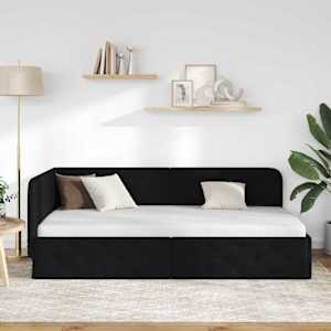 Rohový rám postele Černý 90 x 190 cm textil - obrázek 4