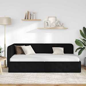 Rohový rám postele Černý 100 x 200 cm textil - obrázek 4