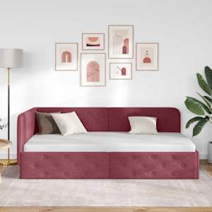 Rohový rám postele Víno Červené 100 x 200 cm textil - obrázek 4