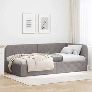 Rohový rám postele Taupe 100 x 200 cm textil - obrázek 1