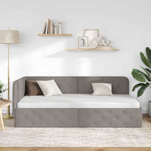 Rohový rám postele Taupe 100 x 200 cm textil - obrázek 4