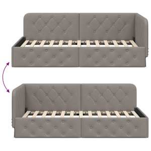 Rohový rám postele Taupe 100 x 200 cm textil - obrázek 9