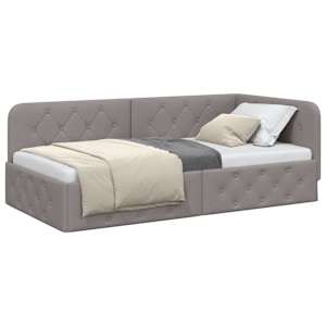 Rohový rám postele Taupe 100 x 200 cm textil - obrázek 3