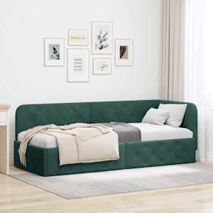 Rohový rám postele Tmavě zelená 80 x 200 cm samet - obrázek 1