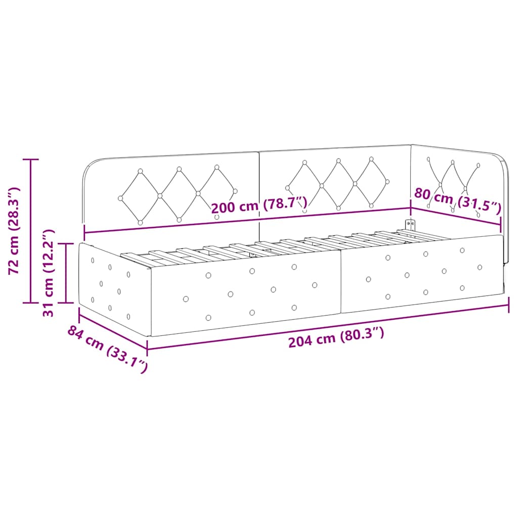 Nurgavoodi raam peaga Kollane 80 x 200 cm Samet 11 Kõik vajalik sinu aeda ja koju! Nurgavoodi raam peaga Kollane 80 x 200 cm Samet - Image 11