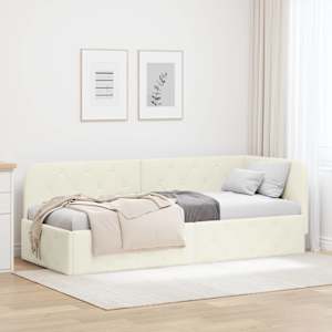 Kotna postelja krema 80 x 200 cm Žamet