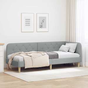 Rohový rám postele Světle šedá 80 x 200 cm textil - obrázek 1