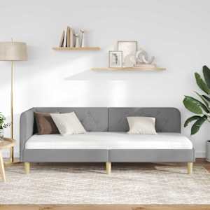 Rohový rám postele Světle šedá 80 x 200 cm textil - obrázek 4