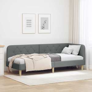 Rohový rám postele Tmavě šedá 80 x 200 cm textil - obrázek 1