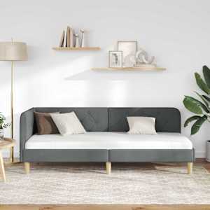 Rohový rám postele Tmavě šedá 80 x 200 cm textil - obrázek 4