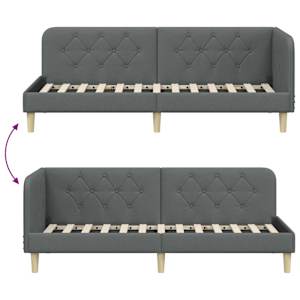 Rohový rám postele Tmavě šedá 80 x 200 cm textil - obrázek 9