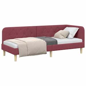 Rohový rám postele Víno Červené 80 x 200 cm textil - obrázek 3