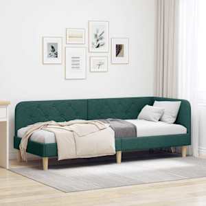 Rohový rám postele Tmavě zelená 80 x 200 cm textil - obrázek 1