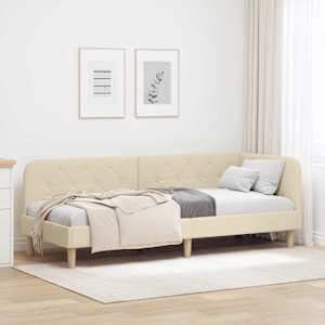 Rohový rám postele Krémová 80 x 200 cm textil - obrázek 1