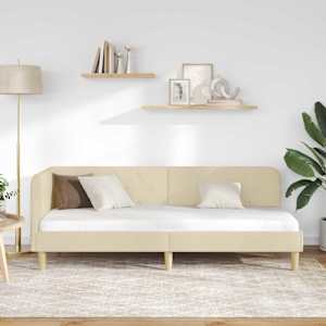Rohový rám postele Krémová 80 x 200 cm textil - obrázek 4