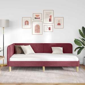 Rohový rám postele Víno Červené 90 x 190 cm textil - obrázek 4