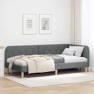 Rohový rám postele Tmavě šedá 100 x 200 cm textil - obrázek 1