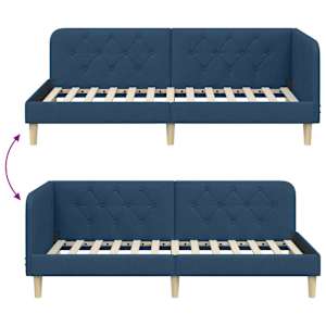 Rohový rám postele Modrá 100 x 200 cm textil - obrázek 9