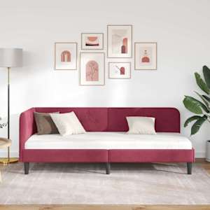 Rohový rám postele Víno Červené 80 x 200 cm samet - obrázek 4