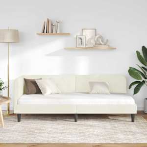 Rohový rám postele Krémová 80 x 200 cm samet - obrázek 4