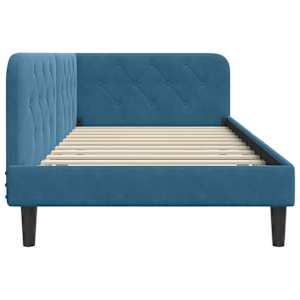 Rohový rám postele Modrá 90 x 200 cm samet - obrázek 6