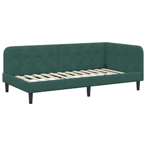 Rohový rám postele Tmavě zelená 90 x 200 cm samet - obrázek 2