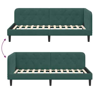 Rohový rám postele Tmavě zelená 90 x 200 cm samet - obrázek 9