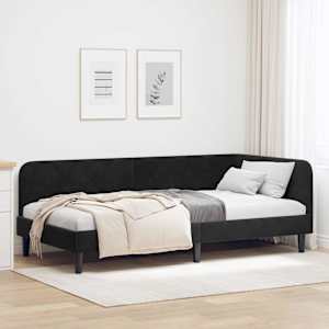Rohový rám postele Černý 90 x 200 cm samet - obrázek 1