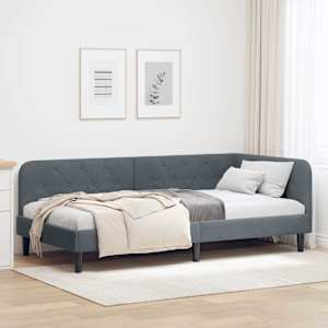 Rohový rám postele Tmavě šedá 100 x 200 cm samet - obrázek 1