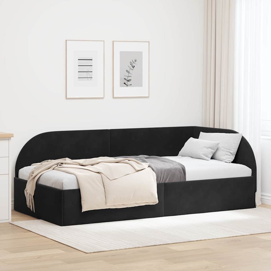 vidaXL Cadru de pat colțar cu headboard Negru 80 x 200 cm Catifea