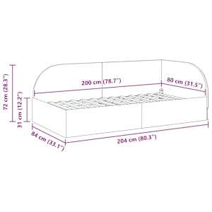 Rohový rám postele s čelo Krémová 80 cm x 200 cm samet - obrázek 11