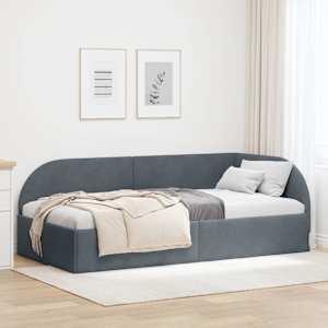 Rohový rám postele s čelo Tmavě šedá 90 cm x 190 cm samet - obrázek 1