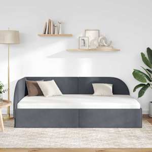 Rohový rám postele s čelo Tmavě šedá 90 cm x 190 cm samet - obrázek 3