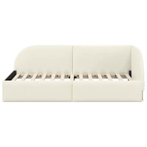 Rohový rám postele s čelo Krémová 90 cm x 190 cm samet - obrázek 5