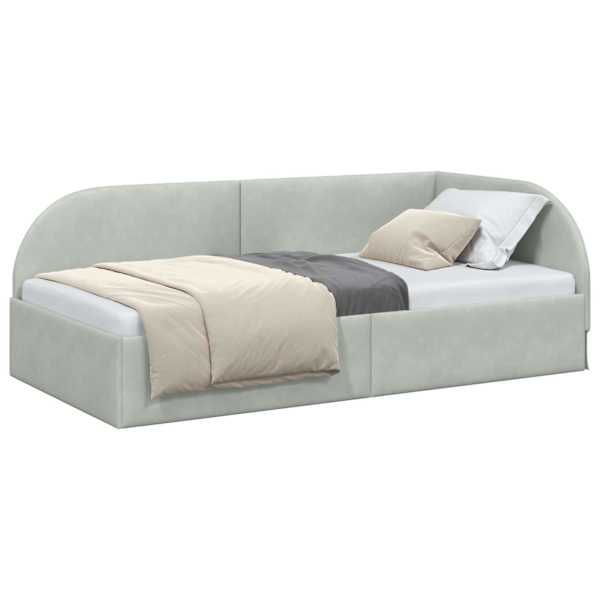 vidaXL Nurgavoodi raam peaga Helehall 90 cm x 200 cm Samet