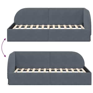 Rohový rám postele s čelo Tmavě šedá 90 cm x 200 cm samet - obrázek 9