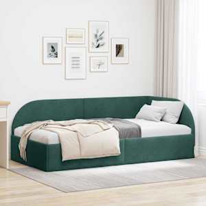 Rohový rám postele s čelo Tmavě zelená 90 cm x 200 cm samet - obrázek 1