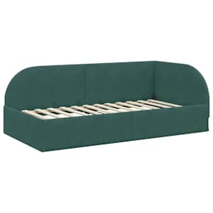 Rohový rám postele s čelo Tmavě zelená 90 cm x 200 cm samet - obrázek 4