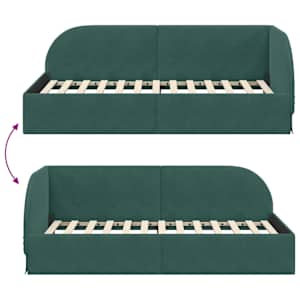 Rohový rám postele s čelo Tmavě zelená 90 cm x 200 cm samet - obrázek 9