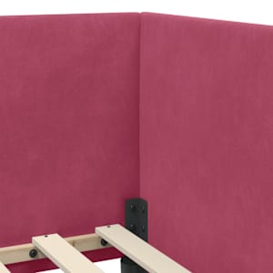 Rohový rám postele s čelo Víno Červené 90 cm x 200 cm samet - obrázek 8