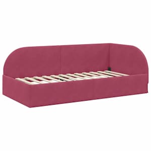 Rohový rám postele s čelo Víno Červené 90 cm x 200 cm samet - obrázek 4