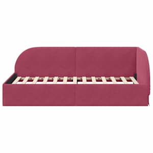 Rohový rám postele s čelo Víno Červené 90 cm x 200 cm samet - obrázek 5