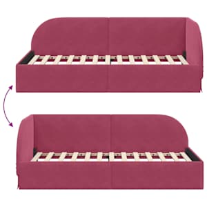 Rohový rám postele s čelo Víno Červené 90 cm x 200 cm samet - obrázek 9