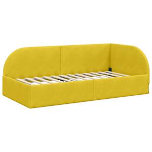 Rohový rám postele s čelo Žlutá 90 cm x 200 cm samet - obrázek 4
