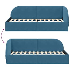 Rohový rám postele s čelo Modrá 100 cm x 200 cm samet - obrázek 9