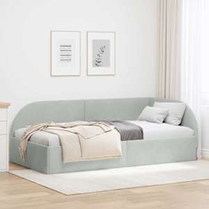 Kotna postelja z vzglavjem Svetlo siva 100 cm x 200 cm Žamet