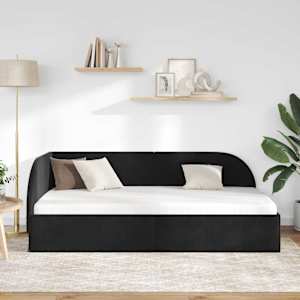 Rohový rám postele s čelo Černá 100 cm x 200 cm samet - obrázek 3