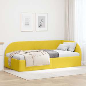 Rohový rám postele s čelo Žlutá 100 cm x 200 cm samet - obrázek 1