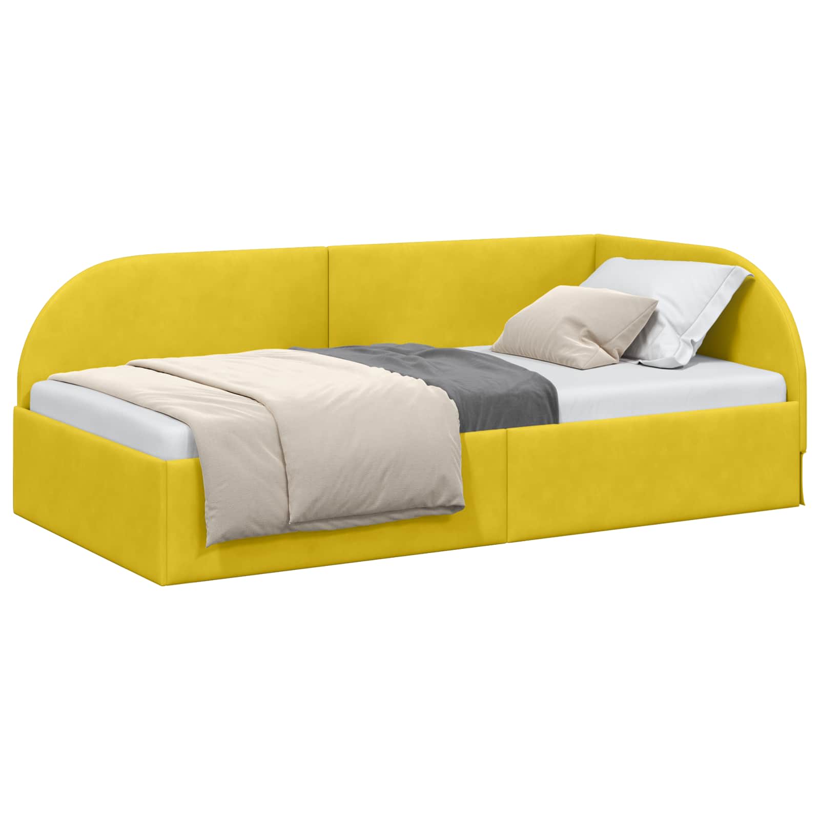 VidaXL Hoek Bed Frame Met Hoofdeinde Geel 100 Cm X 200 Cm Fluweel
