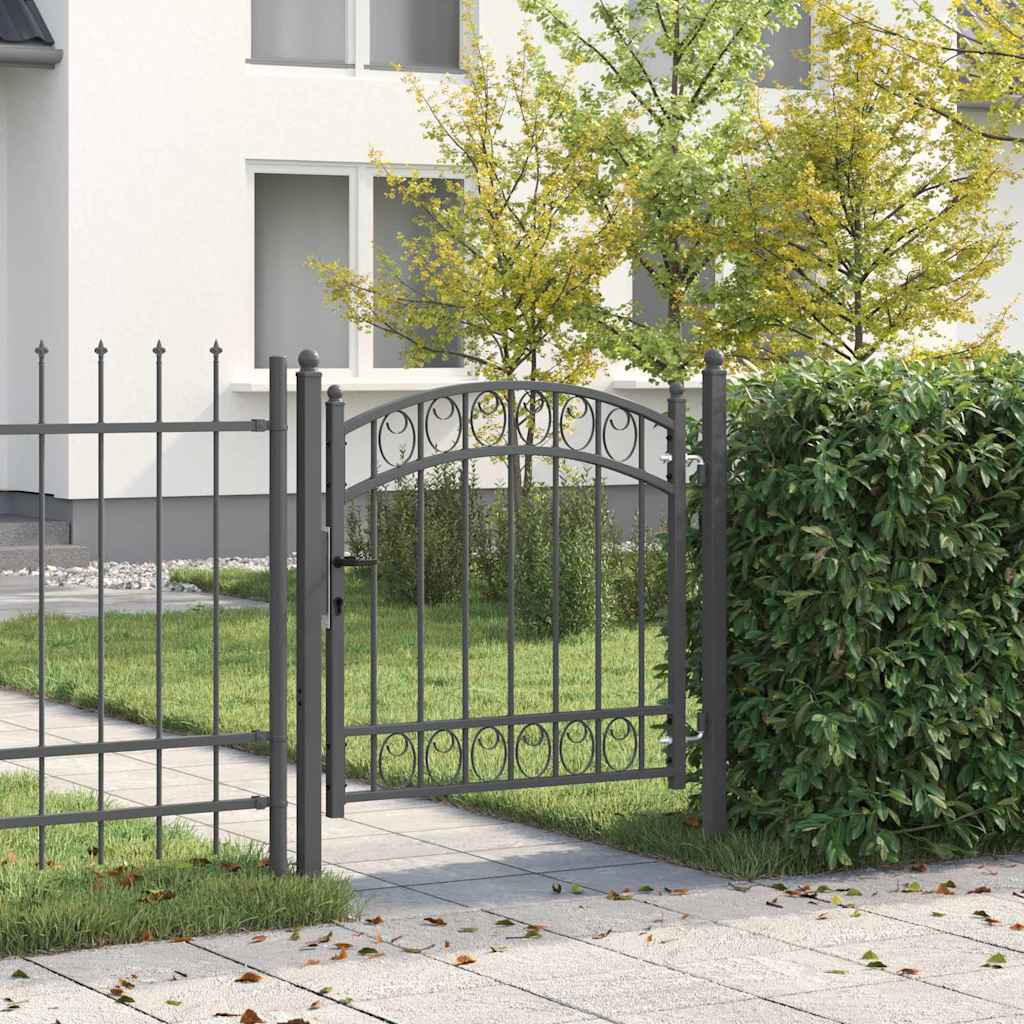 vidaXL Poartă de gard Gri 100 x 100 cm Oțel vopsit în pulbere